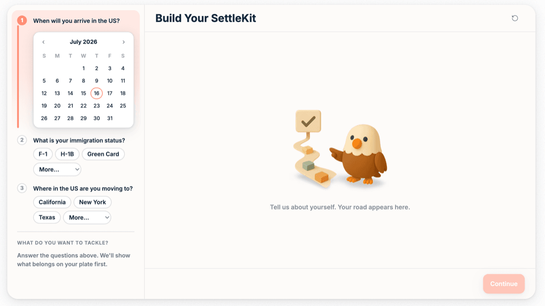SettleKit onboarding questions